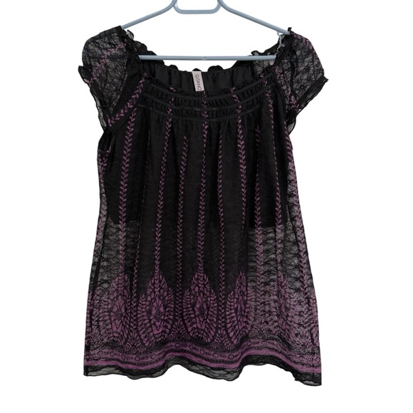 Vintage 90s Gitano Babydoll Shirt Size Large Medium Lace Cut Out - Picture 2 of 6